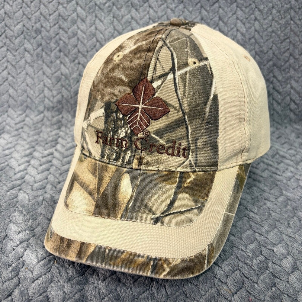 K-Products Farm Credit Camo Adjustable OSFM Tan Camouflage Logo Hat
